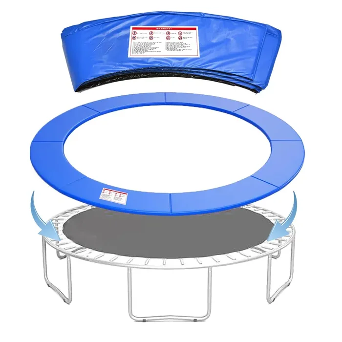 K KENSONE Trampoline Replacement Safety Pad, 12ft Trampoline Spring Cover with Foam Padding, No Holes for Poles, Round, Blue
