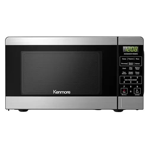 Kenmore KMCMV207S2-07 Countertop Microwave 6 Auto-Preset Menus, Child Lock, Defrost & Express Cooking Features, 0.7 Cu Ft, Stainless Steel