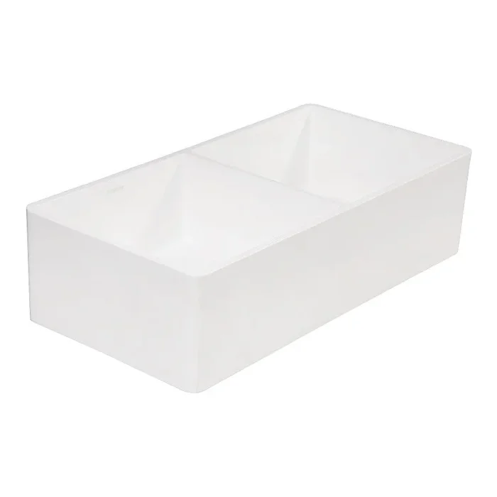 Kingston Brass Arcticstone 36 in. Solid Surface Farmhouse Kitchen Sink, Matte/Glossy White (GPFA361810BCD)
