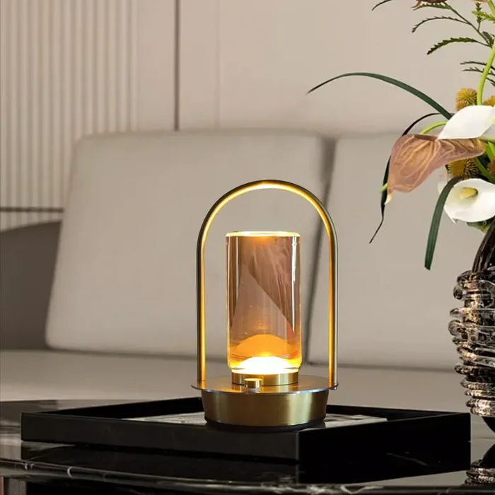 Kipliko Modern Acrylic LED Table Lamp with Arched Metal Frame-Knob Control,Adjustable Brightness,Tri-Color Light Options, Energy-Efficient,Ideal for Bedroom,Living Room,Office.(Gold)