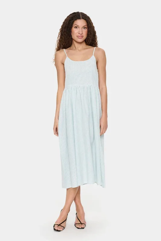 KiraSZ Scoop Neck Sleeveless Midi Dress Striped