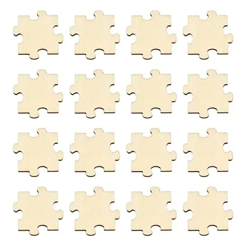 KitBeads 100pcs Random Blank Wooden Puzzle Pieces Laser Cut Unfinished Wood Ornaments Puzzle Shape Wooden Embellishments for Crafts Home Decorations