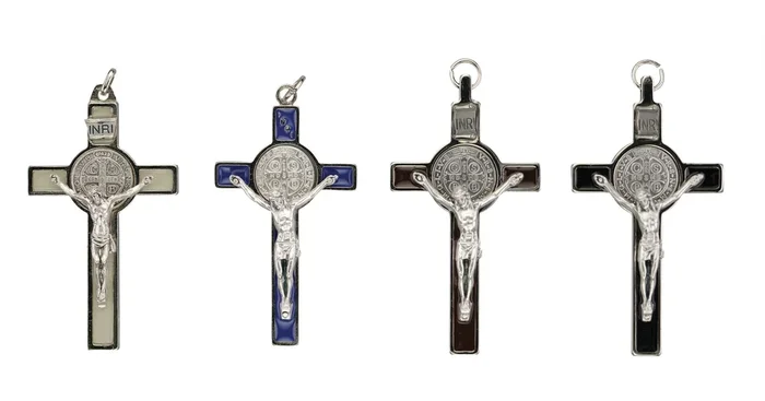 Large Blue St. Benedict Crucifix 3″
