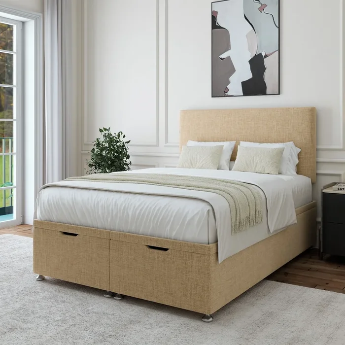 Linen Ottoman Divan Base And Plain Headboard