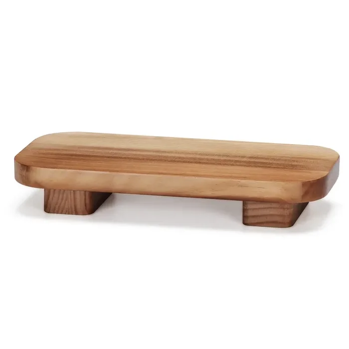 Liswit Farmhouse Wood Tray Rustic Wooden Pedestal 12 * 5.5 * 2 inches Decorative Wood Riser for Farmhouse Kitchen Counter Bathroom Room Decor (Brown)