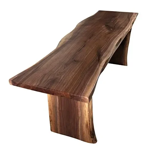 Live Edge Wooden Bench – Solid Wood Dining Bench – Rustic Home Décor Furniture – Natural Edge Wooden Slab Bench (4′ Long, Walnut Wood with Clear