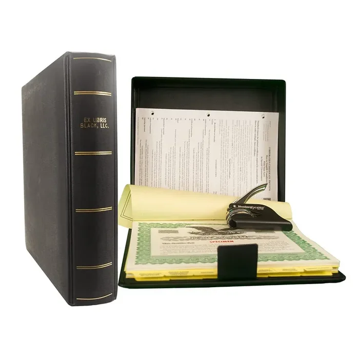 LLC Kit with Closure Includes Records Book, PDF Operating Agreements, Company Seal, Printed Certificates with Full-Page Stubs, Index Tabs and More (Blumberg Black Ex Libris Model K21LLC)