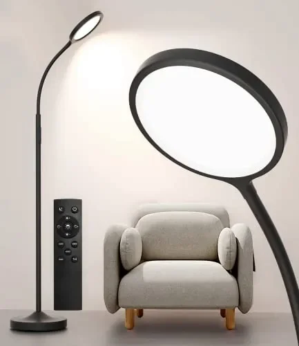 luckystyle Floor Lamp,Super Bright Dimmable LED Lamps for Living Room, Custom Color Temperature Standing Lamp with Remote Push Button, Adjustable