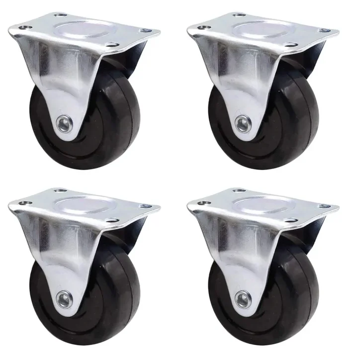 Luomorgo 4Pcs Casters Heavy Duty 2 inch Rubber Black Caster Wheels with Rigid Fixed Non-Swivel Top Plate for Furniture