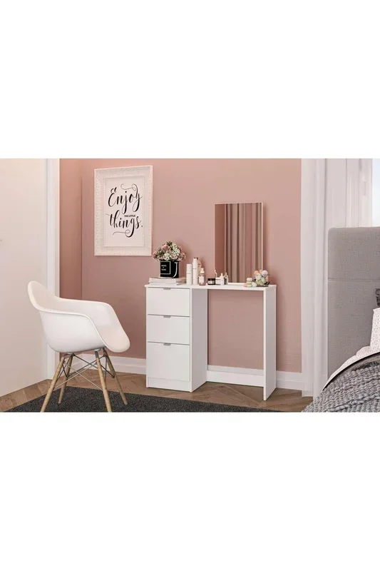 Madison 3 Drawer Dressing Table & Mirror White
