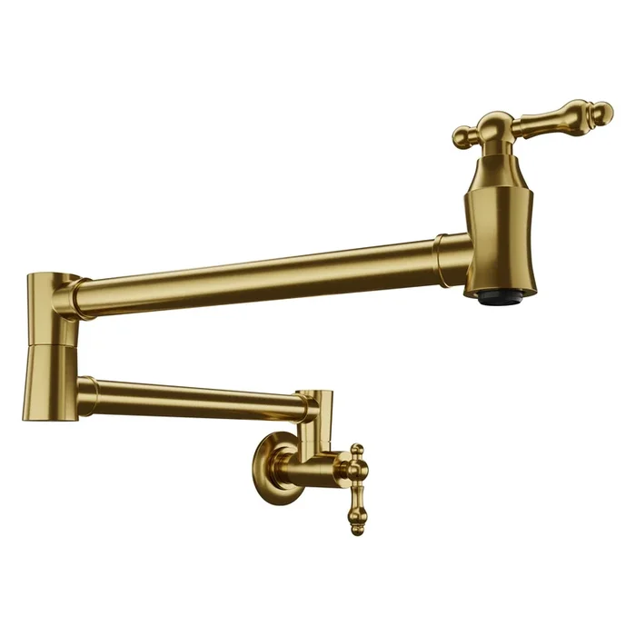 Marca 360-Degree 24″ Wall Mounted Pot Filler with Dual Swivel in Brushed Gold