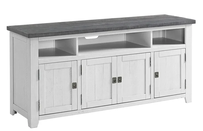 Martin Svensson Home Foundry 65″ TV Stand, White Stain with Grey Top