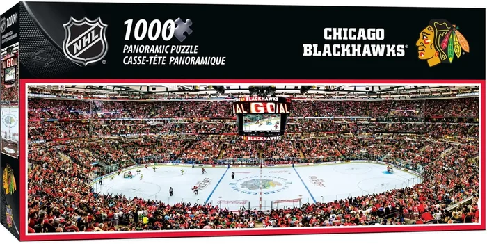 Masterpieces 1000 Piece Sports Jigsaw Puzzle – NHL Chicago Blackhawks Center View Panoramic – 13″x39″