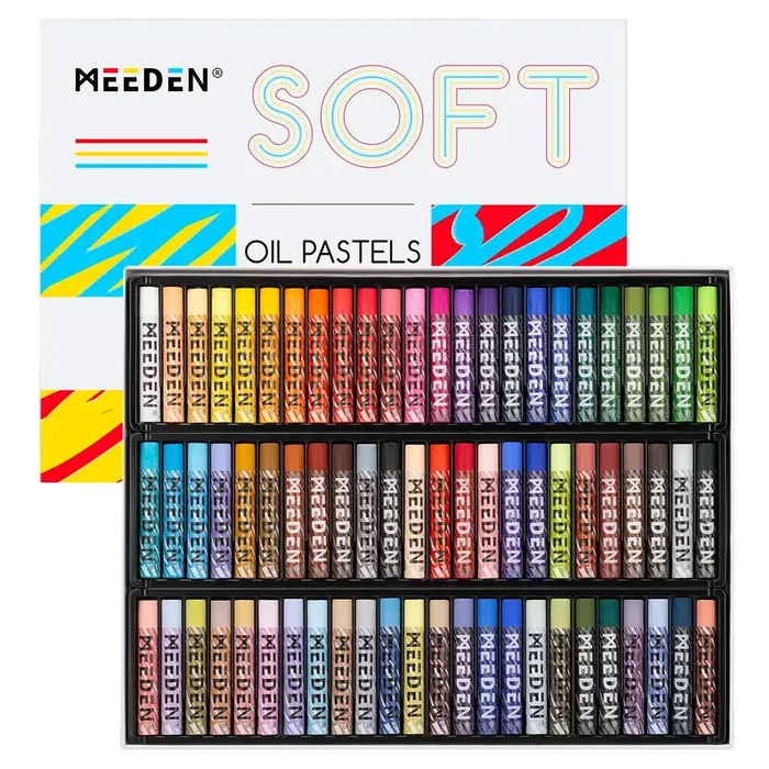 MEEDEN Soft Oil Pastels Set: 72 Vibrant Colors Oil Pastels for Artists Beginners Adults – Smooth Oil Pastel Crayons for Art Supplies, Painting, Drawing, Blending, Layering, Shading