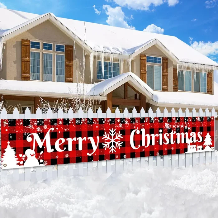 Merry Christmas Banner – 120 X 20 Inch – Large Xmas Decorations – Outdoor & Indoor Holiday Party Hanging Decorations
