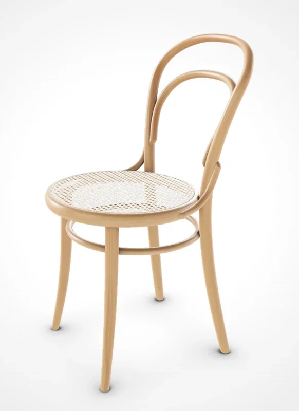 Michael Thonet No. 14 Bentwood Chair by Ton – Natural Beechwood / Cane Seat