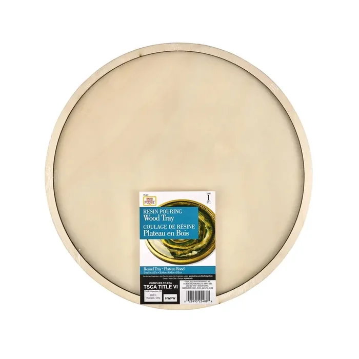 Mod Podge, Round Wood Tray, 12″ Pouring Surface for Epoxy, DIY Supplies for Resin Arts and Crafts Projects, 25488