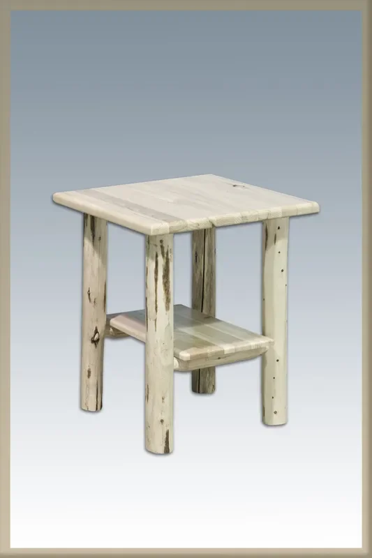 Montana Woodworks Log Nightstand with Shelf – Unfinished