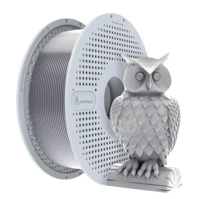 NextShapes Standard PLA 1.75mm with Reusable Spool Set, Detachable & Easy to Use, Neatly Wound & High Speed 3D Printing Filament for Most FDM 3D Printers (Silver, 1000g)