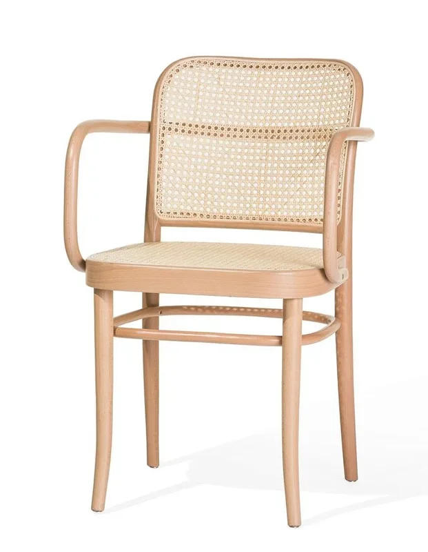 No 811 Bentwood Armchair by Ton – Natural Beech-Cane Seat/Cane Back