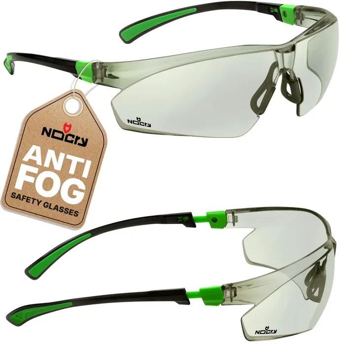 NoCry Lightly Tinted Anti Fog Safety Glasses for Men or Women with Scratch-Resistant Lenses – ANSI Z87.1 Certified with 100% UV Protection – Adjustable Temples and Nose Pad – Wraparound Design