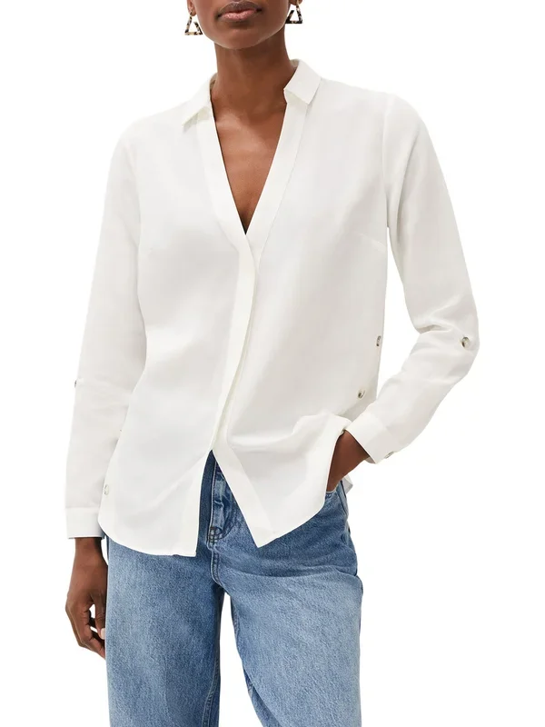 Nora Button Hem Tunic Shirt Plain