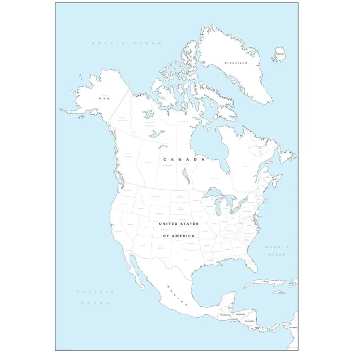 North America Colouring Map – Large Map