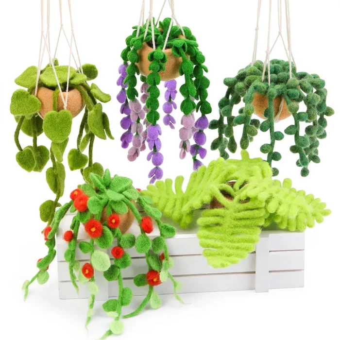 OEHPICC Needle Felting Kit, 5 Pack Hanging Plants Needle Felt Beginner Kit, Including Basic Needle Felting Tools, Instructions, Needle Felt Craft Kit for Indoor Outdoor Office and Home Decor