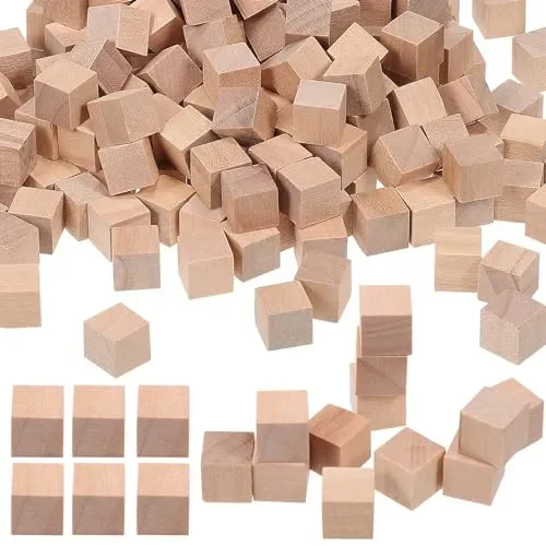 Operitacx 400pcs Wooden Blocks for Crafts, 0.39in Unfinished Wood Cubes Blocks,Blocks for Crafts, Small Wood Blocks for Stamp, Paint, Decorate, DIY