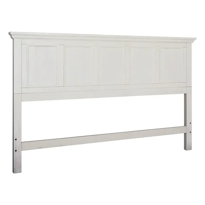 OSP Home Furnishings Farmhouse Basics King Headboard Only, Rustic White Finish