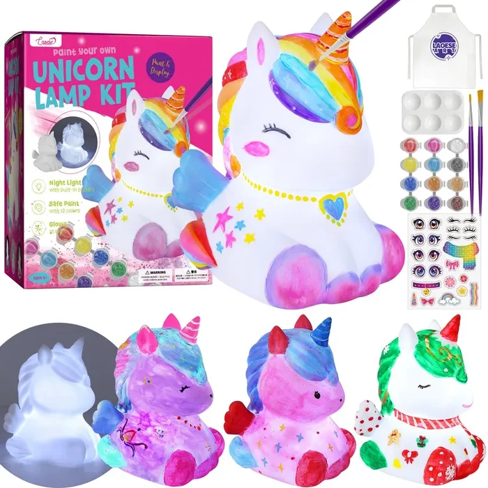 Paint Your Own Unicorn Lamp Kit, Art Supplies Arts & Crafts Kit, Painting kit for Kids 6-12, Arts and Crafts for Kids Ages 8-12, Toys Girls Boy Birthday Gift Ages 3 4 5 6 7 8 9 10 11 12+
