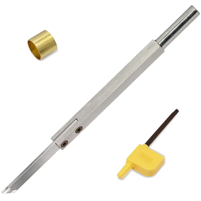 Parting Woodturning Lathe Carbide Tipped Grooving Tool with 2pcs Carbide Inserts and Copper Hoop