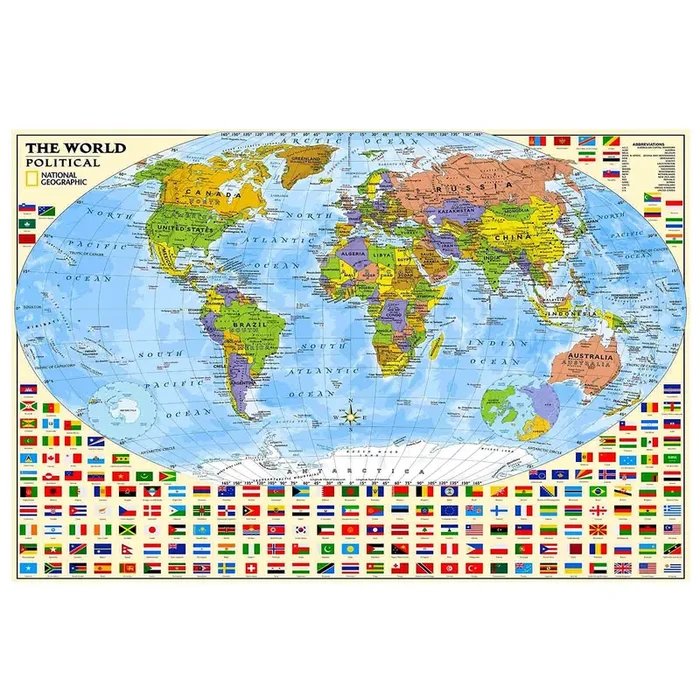 PAYOHTO Political World Map Jigsaw Puzzle 1000 Pieces for Adults Kids or Teens with 197 Countries International World Flags Puzzle Educational Toy