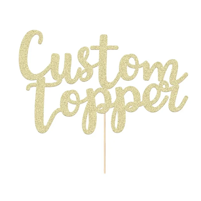 Personalized Cake Topper for Birthday, Wedding with Any Text Numbers Double Sided Glitter Cake Decoration for Anniversary Baby Shower(Champagne Gold), 11 Colours
