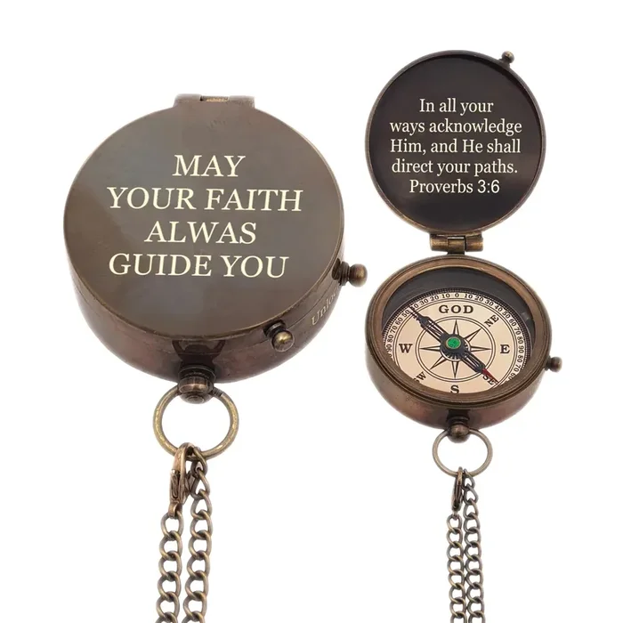 Personalized Compass, Custom Engraved Handmade Working Compass, Gifts for Men for Anniversary Fathers Day Christmas Birthday Valentines Day and Graduation Baptism