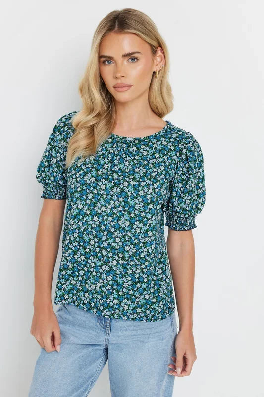 Petite Floral Puff Sleeve T-Shirt