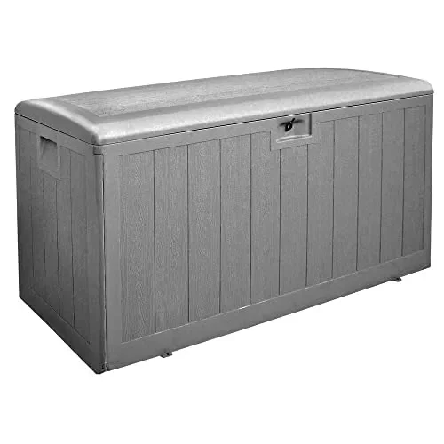 Plastic Development Group 130 Gallon Multipurpose Outdoor Backyard Patio Storage Deck Box Container with Soft Close Lid, Gray
