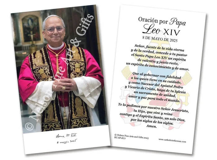 Pope Leo XIV Official Portrait Holy Card, Laminated, SPANISH