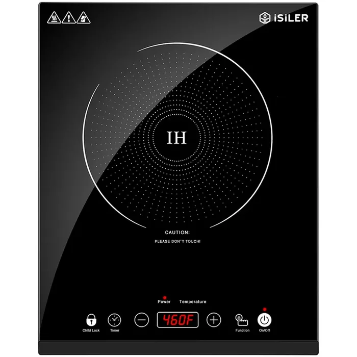 Portable Induction Cooktop, iSiLER 1800W Sensor Touch Electric Induction Cooker Hot Plate with Kids Safety Lock, 6.7″ Heating Coil, 18 Power 17 Temperature Setting Countertop Burner with Timer