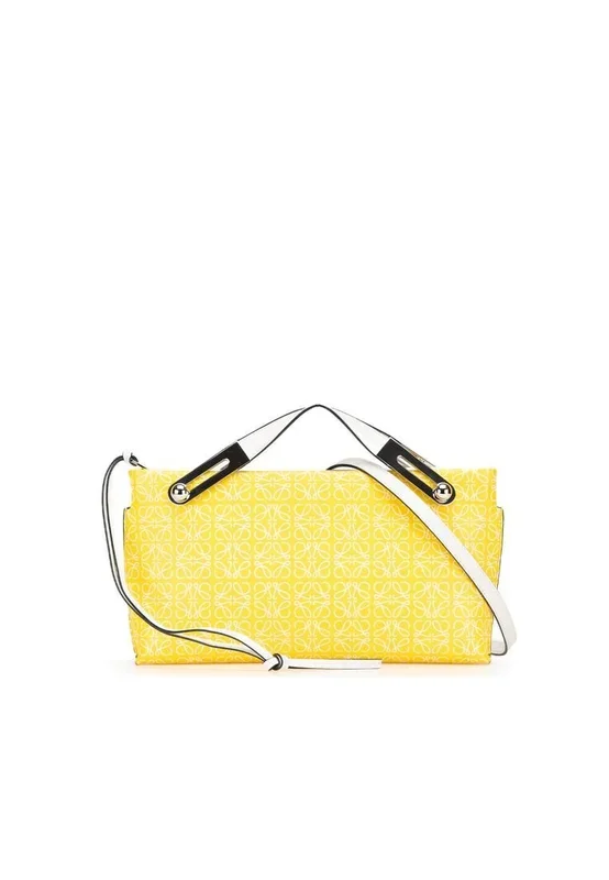 Preloved Anagram Pattern Shoulder Bag- Yellow Satchel