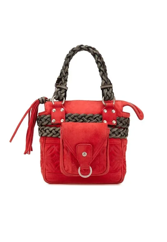 Preloved Braided Handle Satchel- Red Handbags