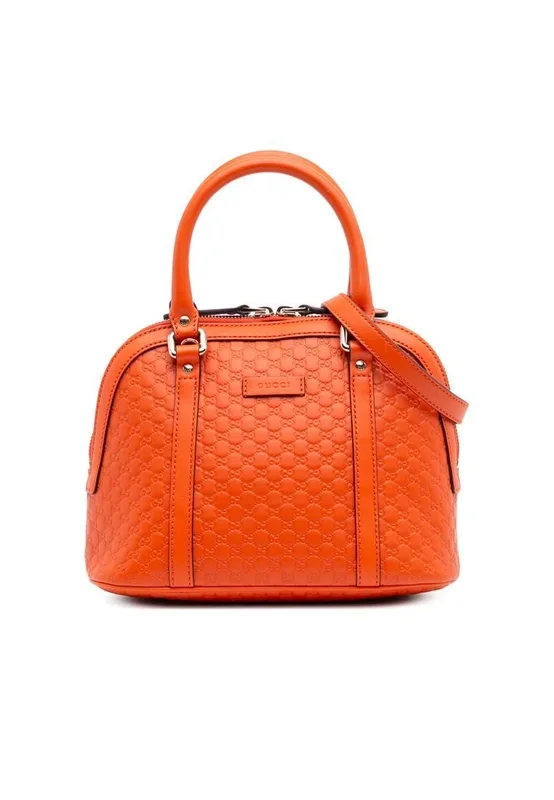 Preloved Dome Leather Satchel- Orange