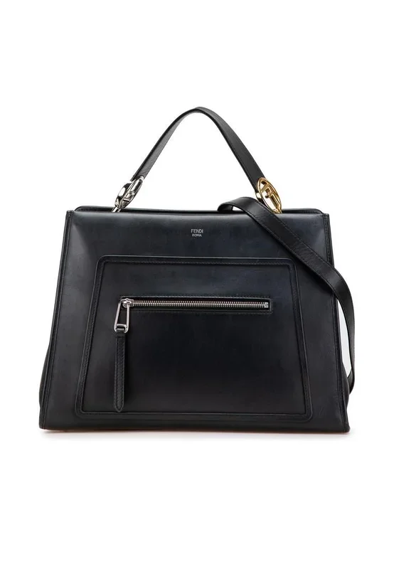 Preloved Structured Leather Handbag- Black Satchel
