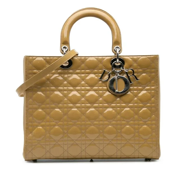 Preloved Structured Leather Top Handle Bag with Detachable Shoulder