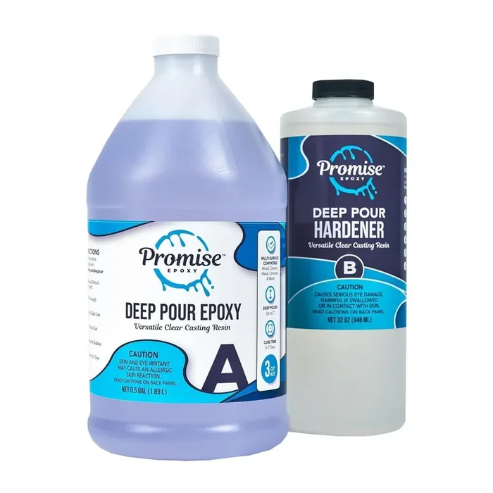 Promise Deep Pour Epoxy Resin – 3 Quart Kit for River Tables & Artistic Castings and DIY Projects | Crystal Clear 2:1 Ratio Usa-Made Resin | Low Odor