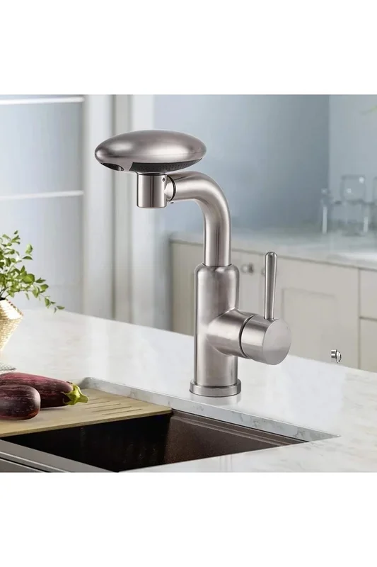 Pull-out Sprayer Retractable Kitchen Faucet with 4 Modes