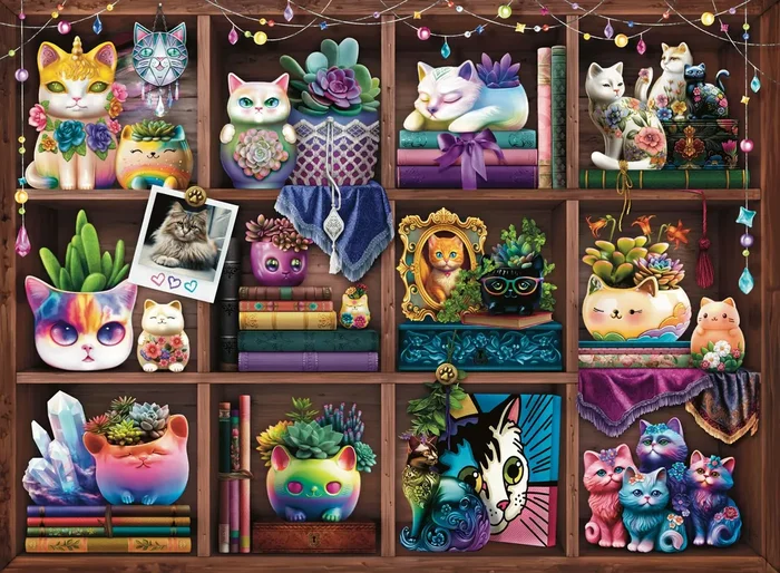 Ravensburger Cats and Succulents Jigsaw Puzzle – 500 Pieces | Adult-Targeted, Relaxing Activity, Interlocking Fit | Handcrafted in Germany | Unique Artwork by Brigid Ashwood
