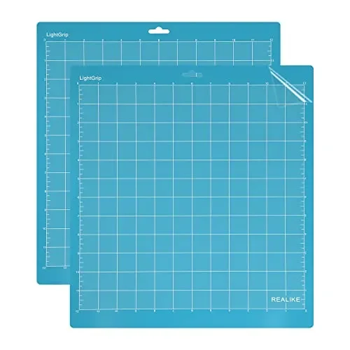 REALIKE LightGrip Cutting Mat for Cricut Maker 3/Maker/Explore 3/Air 2/Air/One, 2 Pack 12×12 Inch Blue Light Grip Adhesive Sticky Non-Slip Cut Mat