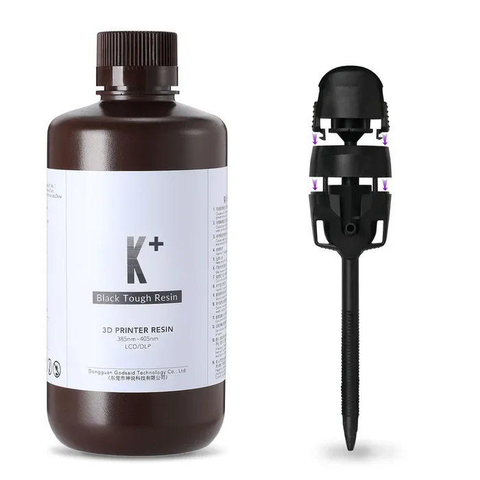 RESIONE High Precision 3D Printer Resin, K+ Resin – Stiff and Tough ABS-Like Resin for Low Water Absorption with Sharp Details and Scratch Resistance (K+ Pure Black 1KG)