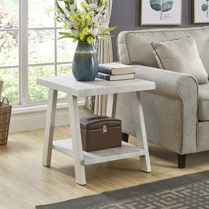 Roundhill Furniture Athens Contemporary Replicated Wood Regular End Table, White
